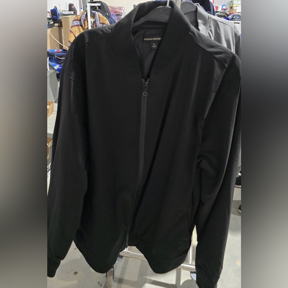 Banana Republic Mens Black Zip Bomber Jacket
